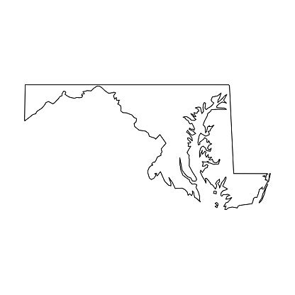 Maryland State Of Usa Solid Black Outline Map Of Country Area Simple ...