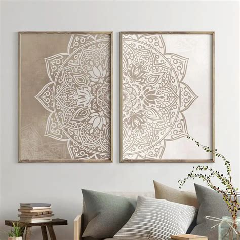 Mandala Wall Art Canvas Painting Neutral Colors Yoga Posters and Prints Zen Wall Pictures for ...