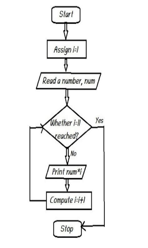 Algorithm And Flowchart To Print Multiplication Table Of A Number | Sexiz Pix