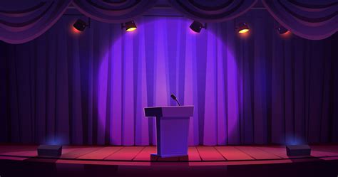 Rostrum with microphone for public speech on stage 21493614 Vector Art at Vecteezy