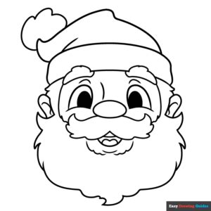 Santa Claus Face Coloring Page | Easy Drawing Guides