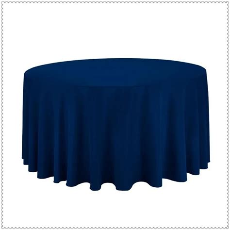 10PCS Table Cover Polyester 90'' Round Navy Blue Luxury Party Dining Tablecloths Cotton Fabric ...