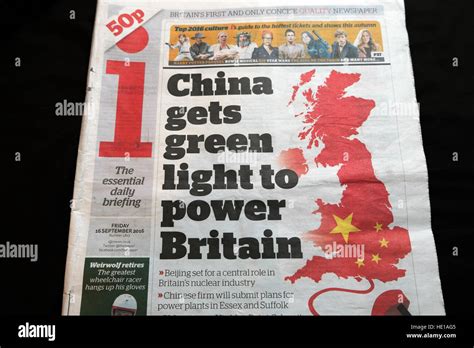 i newspaper headline "China gets green light to power Britain" London ...