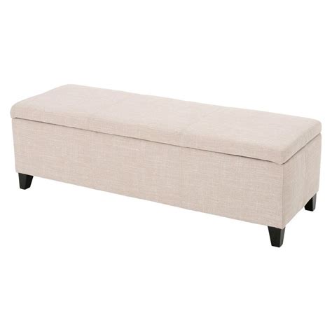 Lucinda Fabric Storage Ottoman Bench Light Beige - Christopher Knight ...