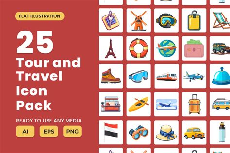 Tour and Travel 2D Icon Illustration Set Vol 2 | Deeezy