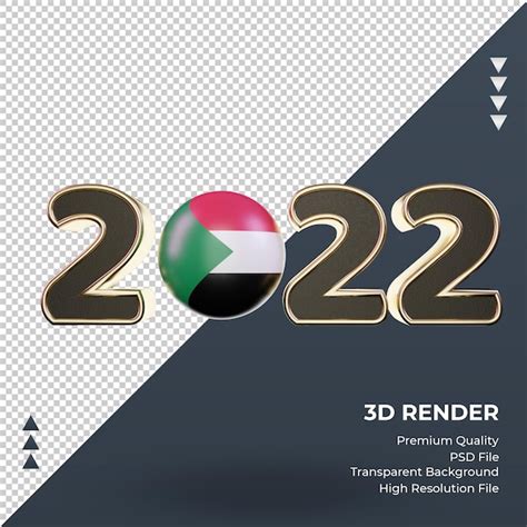 Premium PSD | 3d text 2022 sudan flag rendering front view