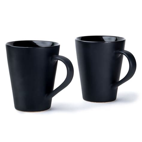 Shay Large Ceramic Coffee Mug - Black Coffee Mugs Set of 2