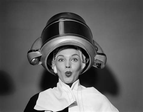 Vintage Photos of Women Sitting Under Beauty Salon Hair Dryers in the ...