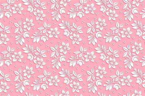 Online crop | HD wallpaper: white petaled flowers wallpaper, background, pink, pattern, the ...