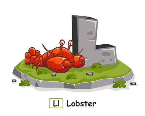 Premium Vector | L for lobster animals alphabet rock stone