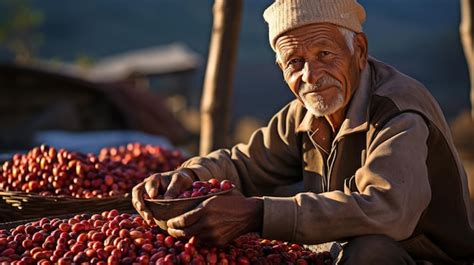 Premium AI Image | Dry coffee produced by Ethiopian farmers arabica ...