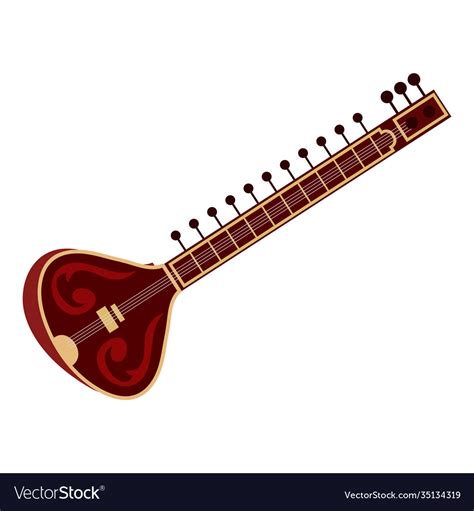 Indian guitar music instrument isolated on white Vector Image