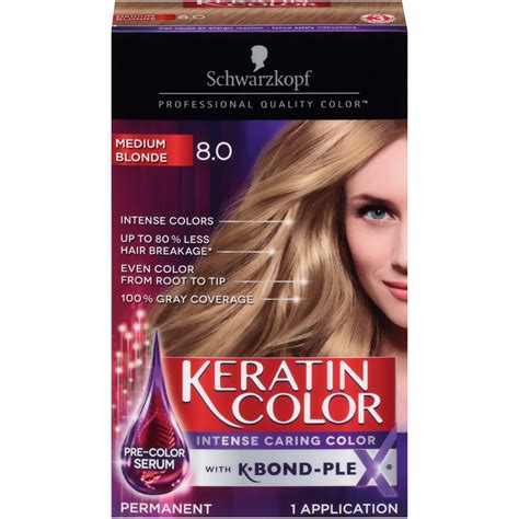 Schwarzkopf Keratin Color Permanent Hair Color Cream, 8.0 Medium Blonde - Walmart.com - Walmart.com