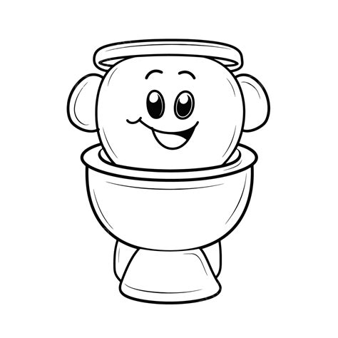 Happy Toilet Cartoon Coloring Page Outline Sketch Drawing Vector, Car ...