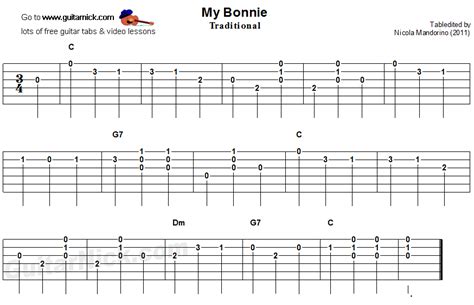 MY BONNIE Easy Guitar Tab: GuitarNick.com