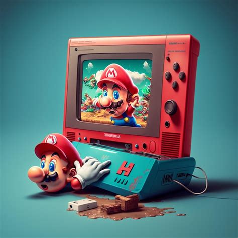 Premium AI Image | nintendo entertainment system with mario and luigi on screen generative ai