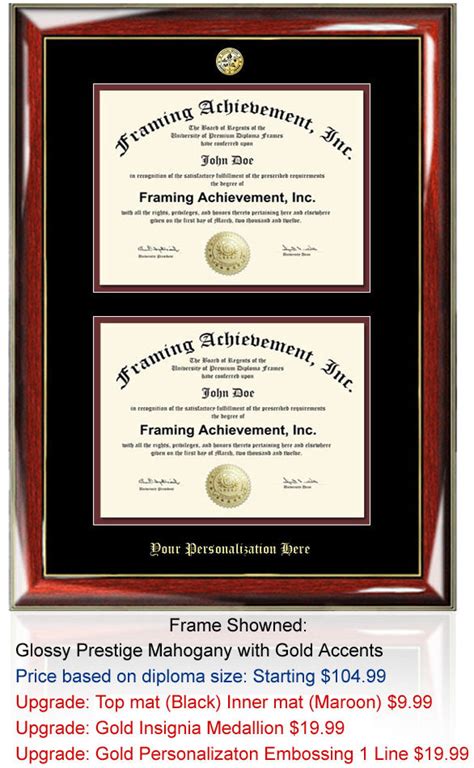 University Double Diploma Frame Certificate Dual Plaque