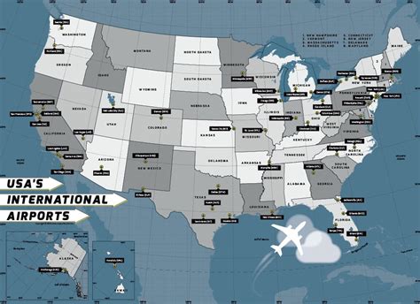 USA International Airport Map | Etsy