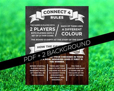 Connect 4 Poster Connect 4 Rules Connect Four Chalkboard - Etsy