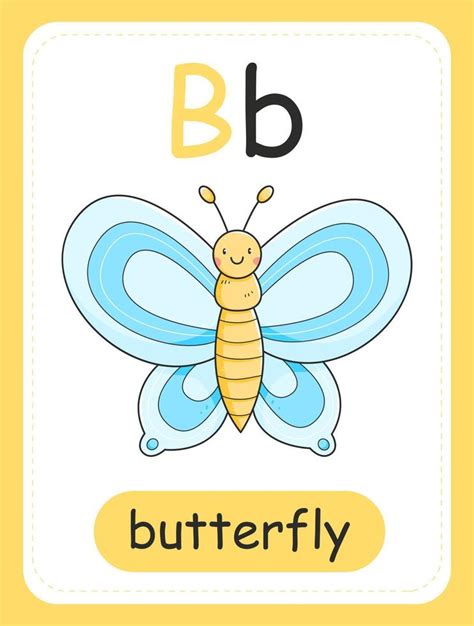 Alphabet card for children with the letter B and a butterfly ...