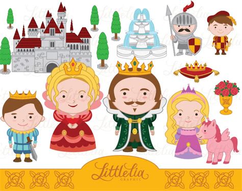 Queen King Princess and Prince Clipart Instant Download 14028 - Etsy