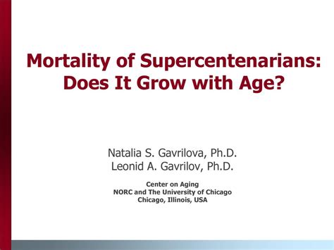 Mortality of Supercentenarians: Does It Grow with Age? - ppt download