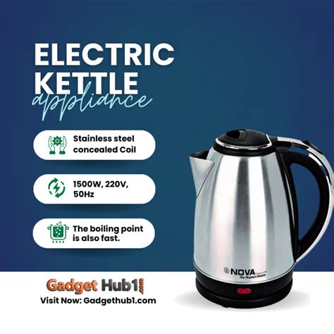 NOVA Electric Kettle 1.8L Silver & Black Color Best Price