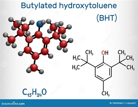 Butylated Hydroxytoluene, BHT, Dibutylhydroxytoluene Molecule. it is Lipophilic Organic Compound ...