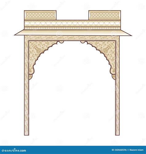 Mughal Architecture Element. Mughal Architecture Miniature Painting Manually Illustrated Mughal ...