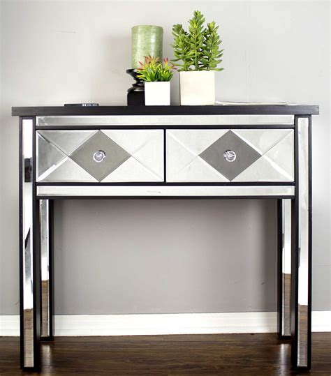 22' Black Mirrored Console Table with 2 Drawers - Walmart.com - Walmart.com