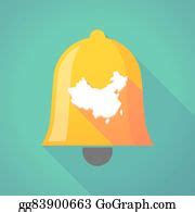 2 Long Shadow China Map With A Bell Clip Art | Royalty Free - GoGraph