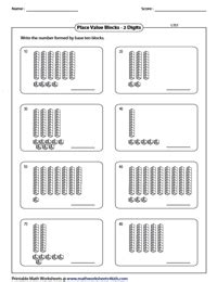 Using Base 10 Blocks Worksheets