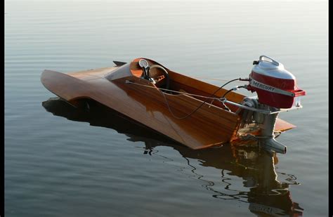 A wooden speed boat.