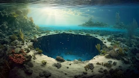 Premium Photo | The great blue hole belize underwater sinkhole marine ...