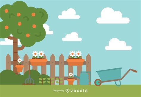 Cute Garden Illustration Vector Download