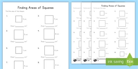 Area Of Square Worksheet Grade 4