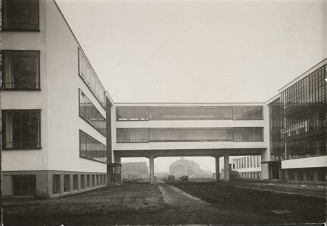 Bauhaus Building, Dessau, 1925-1926- Bridge before completion, view ...