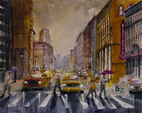 NEW YORK CITYSCAPE Rainy Morning Downtown Giclee Print on - Etsy | New ...