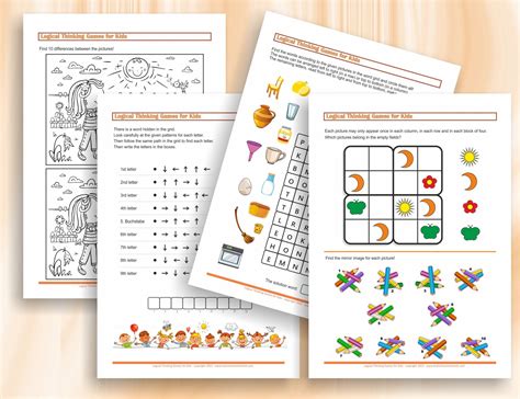 Logical Thinking Games for Kids Brain Teasers for Children Ages 8 64 Printable Worksheets With ...