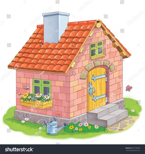 Cute House Made Bricks Three Little Stock Illustration 607199990 ...