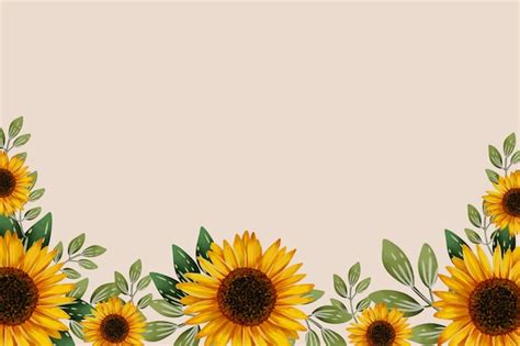 Watercolor Sunflower Border - Vector Templates | IMGPANDA - A Free ...