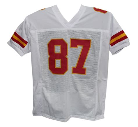 Travis Kelce Autographed/Signed Pro Style White XL Jersey Beckett ...