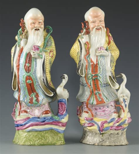 Lot 591: 2 Chinese Porcelain Longevity Figures | Case Auctions