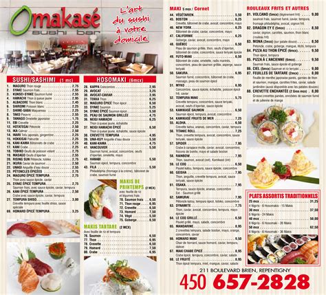 Omakase Menu, Menu for Omakase, Repentigny, Montreal - Urbanspoon/Zomato