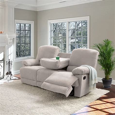 Corliving Lea Beige Chenille Fabric Reclining Sofa | The Home Depot Canada