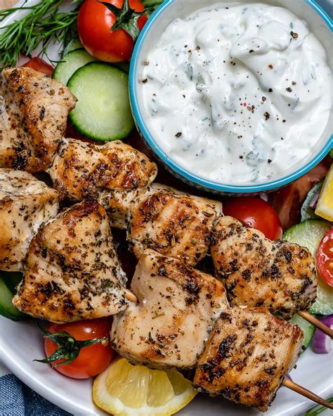 Grilled Chicken Skewers + Homemade Tzatziki are BBQ Perfection! | Clean Food Crush Clean Eating ...