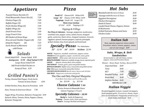 Menu for Enzo’s Pizzeria & Restaurant in Lincoln, NH | Sirved