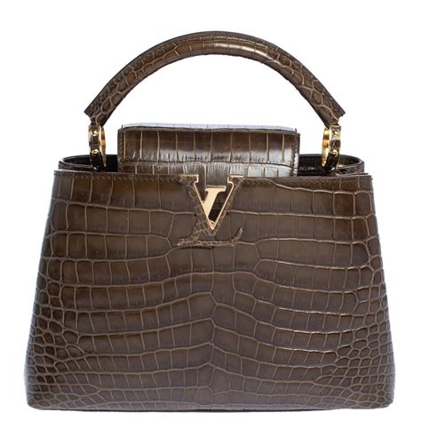 Louis Vuitton Mocha Brown Porosus Crocodile Capucines BB Bag Louis ...