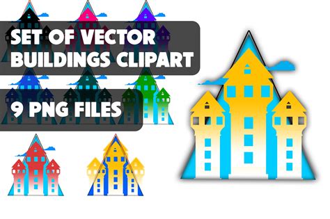 Set of Vector Buildings Clipart Graphic by Designer Man · Creative Fabrica