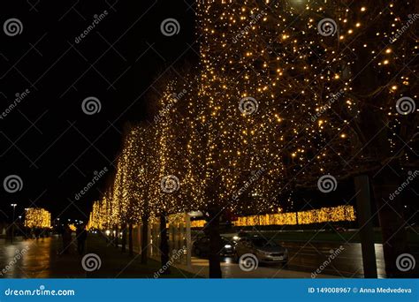 Christmas on the Streets. Lights of the New Year`s City Stock Image ...